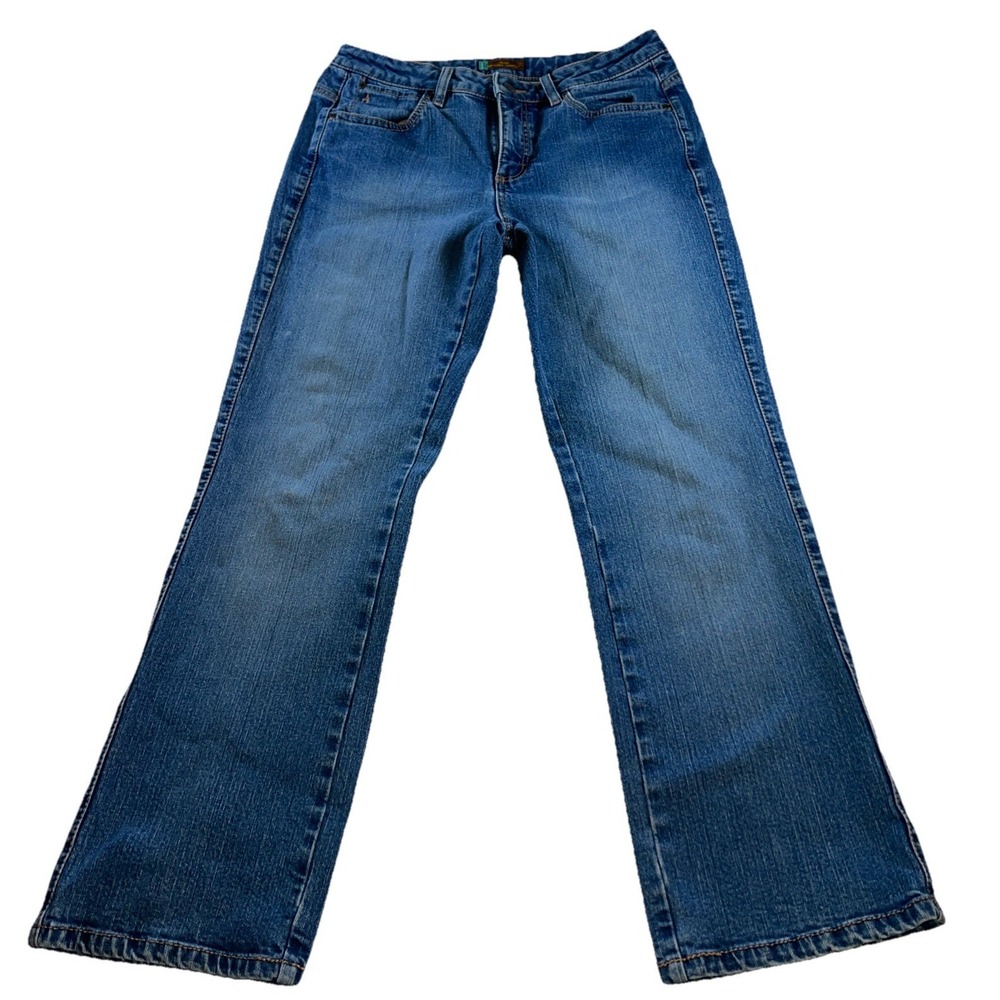 AURA Wrangler womens 8p short rise bootcut blue medium wash thick denim jeans